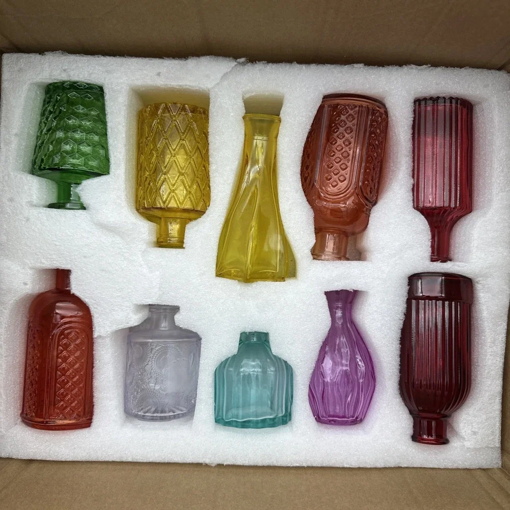 Bulk Set of 20 Colored Glass Bud Vases for Home, Weddings, and Centerpieces New